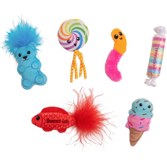 Catstages Kitty Sweet Treats Plush Cat Toy Catnip - Pack of 6 Catstages Kitty Sweet Treats Plush Cat Toy Catnip - Pack of 6