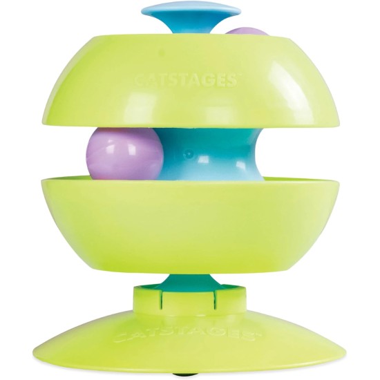 Catstages Twist-A-Ball Track Convertible Cat Track with Three Playing Options, Standing, Infinity or Rolling Ball Track, Blue Catstages Twist-A-Ball Track Convertible Cat Track with Three Playing Options, Standing, Infinity or Rolling Ball Track, Blue