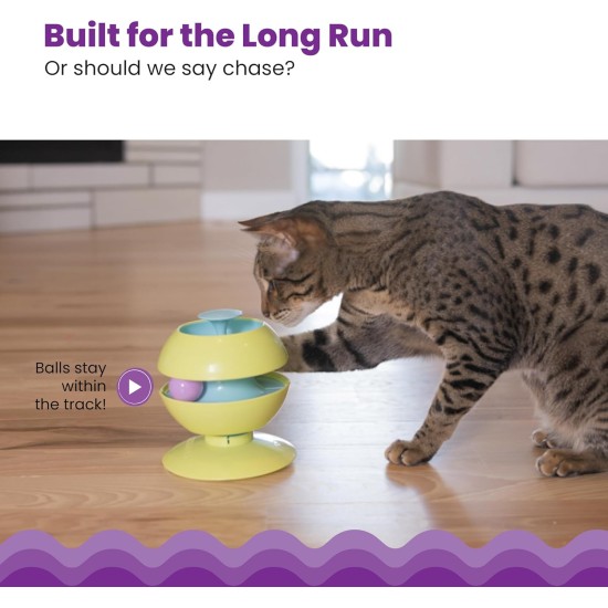 Catstages Twist-A-Ball Track Convertible Cat Track with Three Playing Options, Standing, Infinity or Rolling Ball Track, Blue Catstages Twist-A-Ball Track Convertible Cat Track with Three Playing Options, Standing, Infinity or Rolling Ball Track, Blue