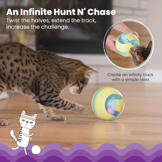 Catstages Twist-A-Ball Track Convertible Cat Track with Three Playing Options, Standing, Infinity or Rolling Ball Track, Blue Catstages Twist-A-Ball Track Convertible Cat Track with Three Playing Options, Standing, Infinity or Rolling Ball Track, Blue