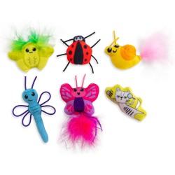 Catstages by Cute As A Bug Plush Interactive Cat Toys, Bug Themed Kicker Catnip Toys with Feathers, Crinkle, Mesh, 6 Pack, Small, Multicoloured Catstages by Cute As A Bug Plush Interactive Cat Toys, Bug Themed Kicker Catnip Toys with Feathers, Crinkle, Mesh, 6 Pack, Small, Multicoloured
