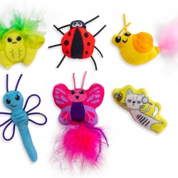 Catstages by Cute As A Bug Plush Interactive Cat Toys, Bug Themed Kicker Catnip Toys with Feathers, Crinkle, Mesh, 6 Pack, Small, Multicoloured Catstages by Cute As A Bug Plush Interactive Cat Toys, Bug Themed Kicker Catnip Toys with Feathers, Crinkle, Mesh, 6 Pack, Small, Multicoloured