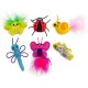 Catstages by Cute As A Bug Plush Interactive Cat Toys, Bug Themed Kicker Catnip Toys with Feathers, Crinkle, Mesh, 6 Pack, Small, Multicoloured