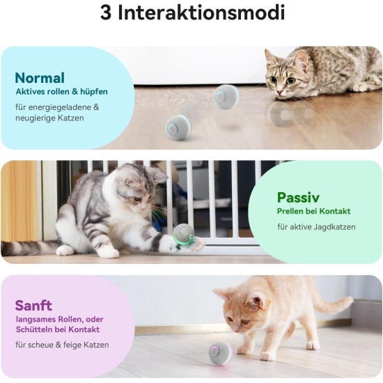 Cheerble Interactive Ball for Cats, Cat Toy Self-Employment, Wicked Ball M1 with 3 Modes & LED Lights, Rechargeable for USB, Smart Toy for Indoor Cats, Kittens - Red Cheerble Interactive Ball for Cats, Cat Toy Self-Employment, Wicked Ball M1 with 3 Modes & LED Lights, Rechargeable for USB, Smart Toy for Indoor Cats, Kittens - Red
