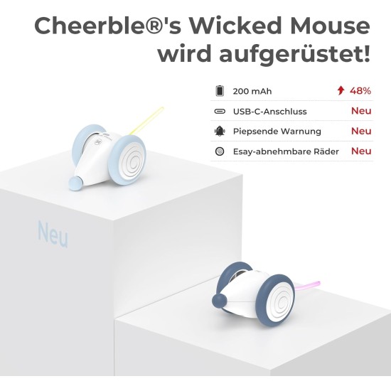 Cheerble Interactive Cat Toy Mouse with Automatic Movement, Wicked Mouse Plus, Electric Kitten Toys for Indoor Cats, Rechargeable, Fit Cats for Paw & Head, Green Cheerble Interactive Cat Toy Mouse with Automatic Movement, Wicked Mouse Plus, Electric Kitten Toys for Indoor Cats, Rechargeable, Fit Cats for Paw & Head, Green