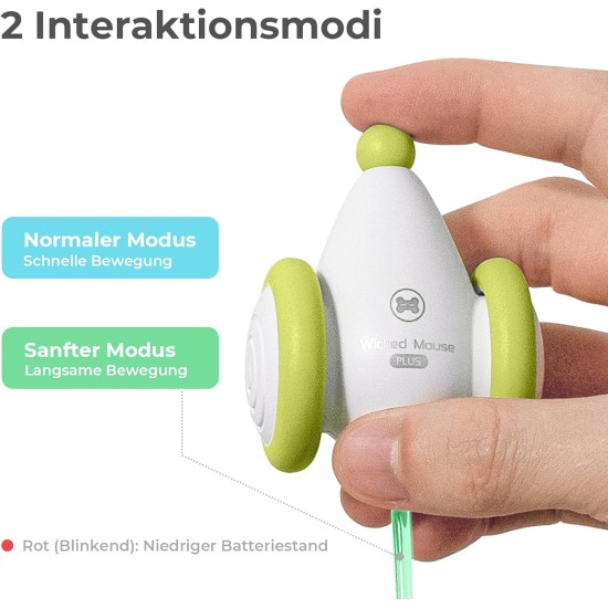Cheerble Interactive Cat Toy Mouse with Automatic Movement, Wicked Mouse Plus, Electric Kitten Toys for Indoor Cats, Rechargeable, Fit Cats for Paw & Head, Green Cheerble Interactive Cat Toy Mouse with Automatic Movement, Wicked Mouse Plus, Electric Kitten Toys for Indoor Cats, Rechargeable, Fit Cats for Paw & Head, Green