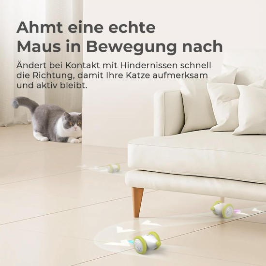 Cheerble Interactive Cat Toy Mouse with Automatic Movement, Wicked Mouse Plus, Electric Kitten Toys for Indoor Cats, Rechargeable, Fit Cats for Paw & Head, Green Cheerble Interactive Cat Toy Mouse with Automatic Movement, Wicked Mouse Plus, Electric Kitten Toys for Indoor Cats, Rechargeable, Fit Cats for Paw & Head, Green