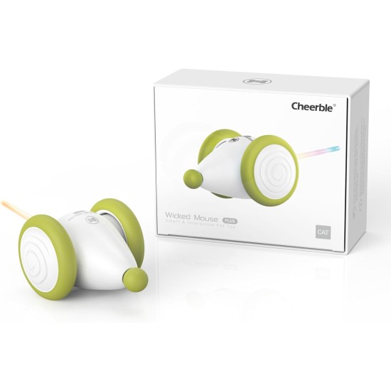 Cheerble Interactive Cat Toy Mouse with Automatic Movement, Wicked Mouse Plus, Electric Kitten Toys for Indoor Cats, Rechargeable, Fit Cats for Paw & Head, Green Cheerble Interactive Cat Toy Mouse with Automatic Movement, Wicked Mouse Plus, Electric Kitten Toys for Indoor Cats, Rechargeable, Fit Cats for Paw & Head, Green