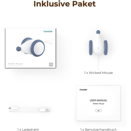 Cheerble Interaktives Katzenspielzeug, Maus LED-Leuchten, Intelligentes +elektrisch, Wicked Mouse mit USB-aufladbar, Geschenke für Katzen Kätzchen, Aprikose Cheerble Interaktives Katzenspielzeug, Maus LED-Leuchten, Intelligentes +elektrisch, Wicked Mouse mit USB-aufladbar, Geschenke für Katzen Kätzchen, Aprikose