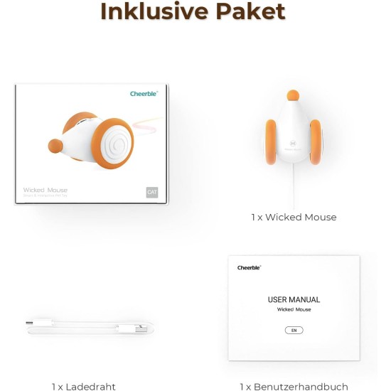 Cheerble Interaktives Katzenspielzeug, Maus LED-Leuchten, Intelligentes +elektrisch, Wicked Mouse mit USB-aufladbar, Geschenke für Katzen Kätzchen, Aprikose Cheerble Interaktives Katzenspielzeug, Maus LED-Leuchten, Intelligentes +elektrisch, Wicked Mouse mit USB-aufladbar, Geschenke für Katzen Kätzchen, Aprikose