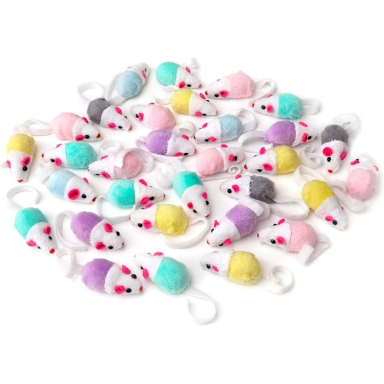 Chiwava 36 Pieces 11.5 cm Small Rattle Cat Toy Mice Cute Double Colour Small Mouse Kitten Interactive Play Assorted Colours Chiwava 36 Pieces 11.5 cm Small Rattle Cat Toy Mice Cute Double Colour Small Mouse Kitten Interactive Play Assorted Colours