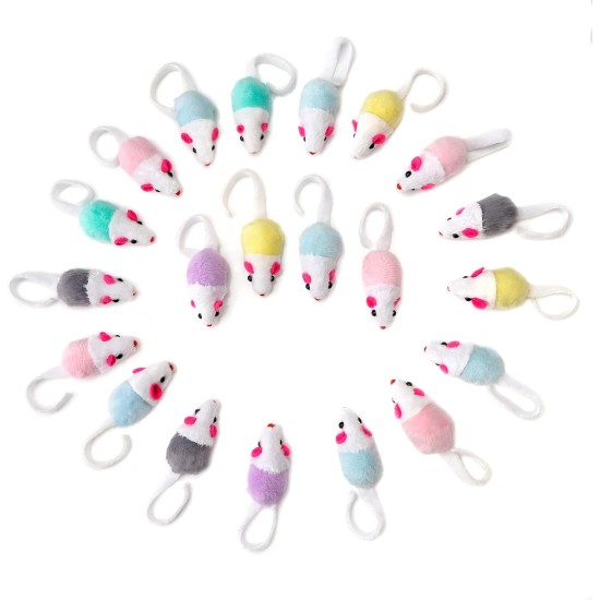 Chiwava 36 Pieces 11.5 cm Small Rattle Cat Toy Mice Cute Double Colour Small Mouse Kitten Interactive Play Assorted Colours Chiwava 36 Pieces 11.5 cm Small Rattle Cat Toy Mice Cute Double Colour Small Mouse Kitten Interactive Play Assorted Colours