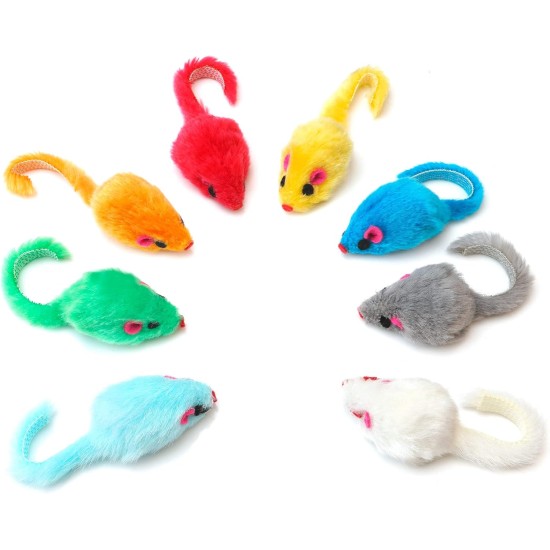Chiwava Pack of 36 10 cm Furry Cat Toy Rattle Mouse Toy Mice for Cats Interactive Play Assorted Colours Chiwava Pack of 36 10 cm Furry Cat Toy Rattle Mouse Toy Mice for Cats Interactive Play Assorted Colours