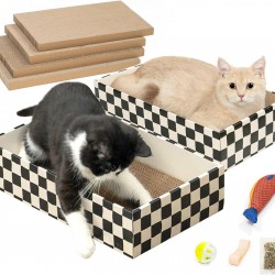 Conlun Cat Scratching Box with 4 Cat Scratching Boards & 2 Separate Cat Boxes & 1 Cat Ball & 1 Catnip Toy, 2-in-1 Scratching Cardboard for Cats to Scratch & Rest, Set Conlun Cat Scratching Box with 4 Cat Scratching Boards & 2 Separate Cat Boxes & 1 Cat Ball & 1 Catnip Toy, 2-in-1 Scratching Cardboard for Cats to Scratch & Rest, Set