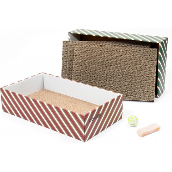 Conlun Cat Scratching Box with 4 Cat Scratching Boards & 2 Separate Cat Boxes & 1 Cat Ball & 1 Catnip Toy, 2-in-1 Scratching Cardboard for Cats to Scratch & Rest, Set Conlun Cat Scratching Box with 4 Cat Scratching Boards & 2 Separate Cat Boxes & 1 Cat Ball & 1 Catnip Toy, 2-in-1 Scratching Cardboard for Cats to Scratch & Rest, Set