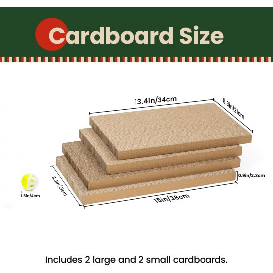 Conlun Cat Scratching Box with 4 Cat Scratching Boards & 2 Separate Cat Boxes & 1 Cat Ball & 1 Catnip Toy, 2-in-1 Scratching Cardboard for Cats to Scratch & Rest, Set Conlun Cat Scratching Box with 4 Cat Scratching Boards & 2 Separate Cat Boxes & 1 Cat Ball & 1 Catnip Toy, 2-in-1 Scratching Cardboard for Cats to Scratch & Rest, Set