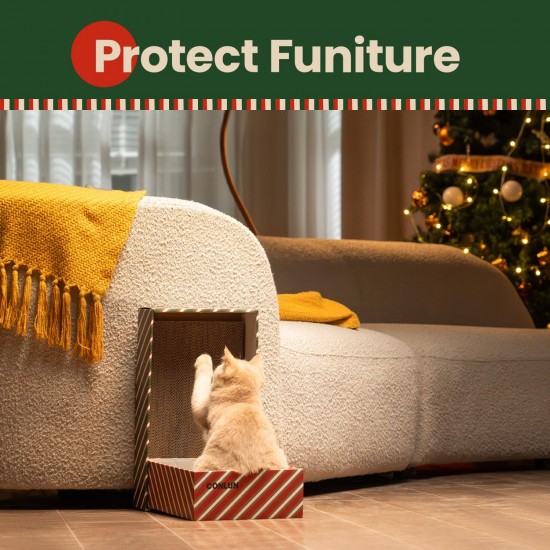 Conlun Cat Scratching Box with 4 Cat Scratching Boards & 2 Separate Cat Boxes & 1 Cat Ball & 1 Catnip Toy, 2-in-1 Scratching Cardboard for Cats to Scratch & Rest, Set Conlun Cat Scratching Box with 4 Cat Scratching Boards & 2 Separate Cat Boxes & 1 Cat Ball & 1 Catnip Toy, 2-in-1 Scratching Cardboard for Cats to Scratch & Rest, Set