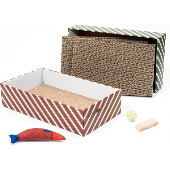 Conlun Cat Scratching Box with 4 Cat Scratching Boards & 2 Separate Cat Boxes & 1 Cat Ball & 1 Catnip Toy, 2-in-1 Scratching Cardboard for Cats to Scratch & Rest, Set Conlun Cat Scratching Box with 4 Cat Scratching Boards & 2 Separate Cat Boxes & 1 Cat Ball & 1 Catnip Toy, 2-in-1 Scratching Cardboard for Cats to Scratch & Rest, Set