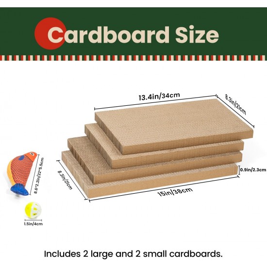 Conlun Cat Scratching Box with 4 Cat Scratching Boards & 2 Separate Cat Boxes & 1 Cat Ball & 1 Catnip Toy, 2-in-1 Scratching Cardboard for Cats to Scratch & Rest, Set Conlun Cat Scratching Box with 4 Cat Scratching Boards & 2 Separate Cat Boxes & 1 Cat Ball & 1 Catnip Toy, 2-in-1 Scratching Cardboard for Cats to Scratch & Rest, Set