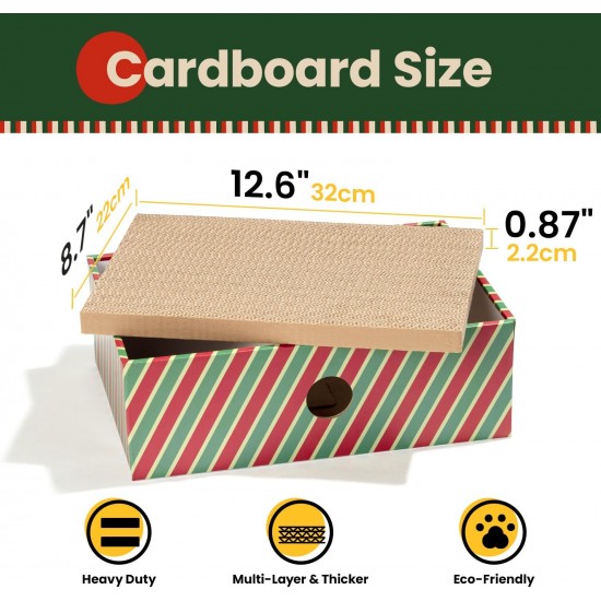 Conlun Cat Scratching Box with 4 Cat Scratching Boards & 2 Separate Cat Boxes & 1 Cat Ball & 1 Catnip Toy, 2-in-1 Scratching Cardboard for Cats to Scratch & Rest, Set Conlun Cat Scratching Box with 4 Cat Scratching Boards & 2 Separate Cat Boxes & 1 Cat Ball & 1 Catnip Toy, 2-in-1 Scratching Cardboard for Cats to Scratch & Rest, Set