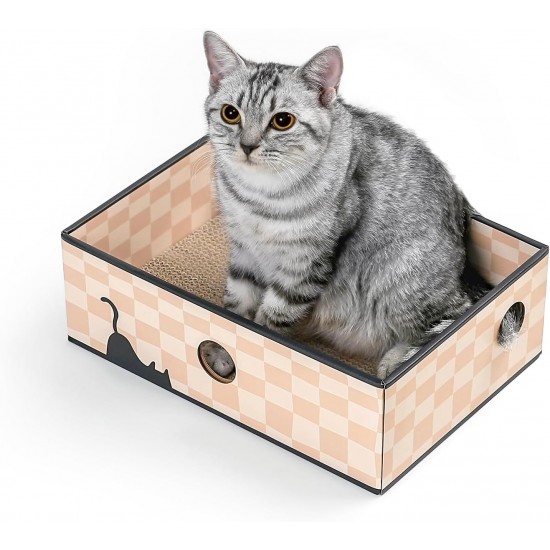 Conlun Cat Scratching Box with 4 Cat Scratching Boards & 2 Separate Cat Boxes & 1 Cat Ball & 1 Catnip Toy, 2-in-1 Scratching Cardboard for Cats to Scratch & Rest, Set Conlun Cat Scratching Box with 4 Cat Scratching Boards & 2 Separate Cat Boxes & 1 Cat Ball & 1 Catnip Toy, 2-in-1 Scratching Cardboard for Cats to Scratch & Rest, Set