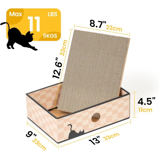 Conlun Cat Scratching Box with 4 Cat Scratching Boards & 2 Separate Cat Boxes & 1 Cat Ball & 1 Catnip Toy, 2-in-1 Scratching Cardboard for Cats to Scratch & Rest, Set Conlun Cat Scratching Box with 4 Cat Scratching Boards & 2 Separate Cat Boxes & 1 Cat Ball & 1 Catnip Toy, 2-in-1 Scratching Cardboard for Cats to Scratch & Rest, Set