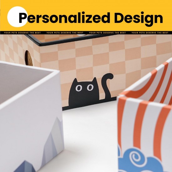 Conlun Cat Scratching Box with 4 Cat Scratching Boards & 2 Separate Cat Boxes & 1 Cat Ball & 1 Catnip Toy, 2-in-1 Scratching Cardboard for Cats to Scratch & Rest, Set Conlun Cat Scratching Box with 4 Cat Scratching Boards & 2 Separate Cat Boxes & 1 Cat Ball & 1 Catnip Toy, 2-in-1 Scratching Cardboard for Cats to Scratch & Rest, Set