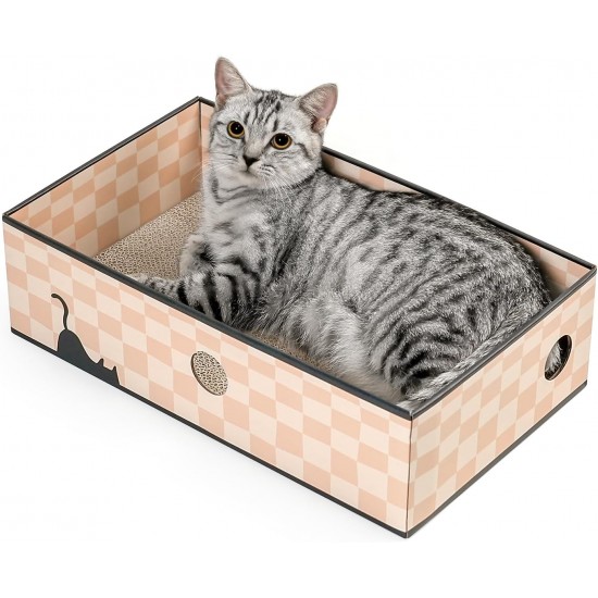 Conlun Cat Scratching Box with 4 Cat Scratching Boards & 2 Separate Cat Boxes & 1 Cat Ball & 1 Catnip Toy, 2-in-1 Scratching Cardboard for Cats to Scratch & Rest, Set Conlun Cat Scratching Box with 4 Cat Scratching Boards & 2 Separate Cat Boxes & 1 Cat Ball & 1 Catnip Toy, 2-in-1 Scratching Cardboard for Cats to Scratch & Rest, Set