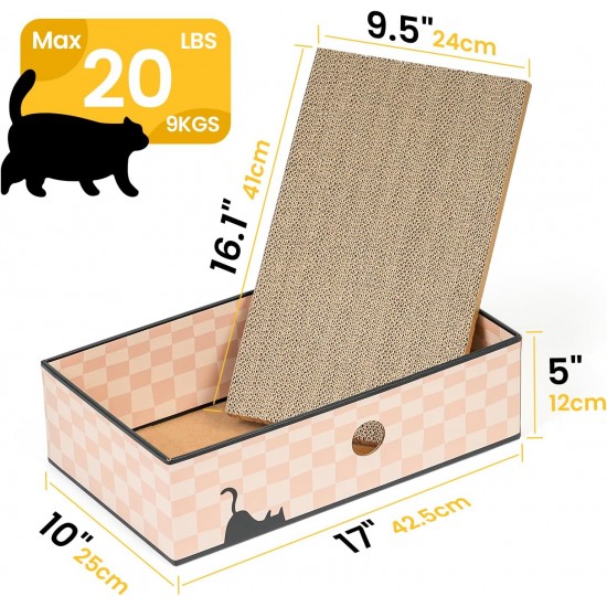 Conlun Cat Scratching Box with 4 Cat Scratching Boards & 2 Separate Cat Boxes & 1 Cat Ball & 1 Catnip Toy, 2-in-1 Scratching Cardboard for Cats to Scratch & Rest, Set Conlun Cat Scratching Box with 4 Cat Scratching Boards & 2 Separate Cat Boxes & 1 Cat Ball & 1 Catnip Toy, 2-in-1 Scratching Cardboard for Cats to Scratch & Rest, Set