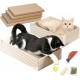 Conlun Cat Scratching Box with 4 Cat Scratching Boards & 2 Separate Cat Boxes & 1 Cat Ball & 1 Catnip Toy, 2-in-1 Scratching Cardboard for Cats to Scratch & Rest, Set Conlun Cat Scratching Box with 4 Cat Scratching Boards & 2 Separate Cat Boxes & 1 Cat Ball & 1 Catnip Toy, 2-in-1 Scratching Cardboard for Cats to Scratch & Rest, Set