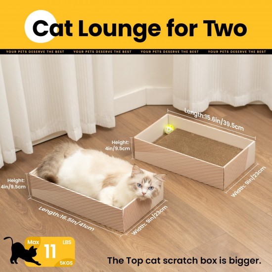 Conlun Cat Scratching Box with 4 Cat Scratching Boards & 2 Separate Cat Boxes & 1 Cat Ball & 1 Catnip Toy, 2-in-1 Scratching Cardboard for Cats to Scratch & Rest, Set Conlun Cat Scratching Box with 4 Cat Scratching Boards & 2 Separate Cat Boxes & 1 Cat Ball & 1 Catnip Toy, 2-in-1 Scratching Cardboard for Cats to Scratch & Rest, Set