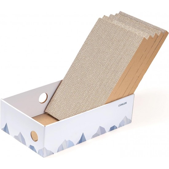 Conlun Cat Scratching Box with 4 Cat Scratching Boards & 2 Separate Cat Boxes & 1 Cat Ball & 1 Catnip Toy, 2-in-1 Scratching Cardboard for Cats to Scratch & Rest, Set Conlun Cat Scratching Box with 4 Cat Scratching Boards & 2 Separate Cat Boxes & 1 Cat Ball & 1 Catnip Toy, 2-in-1 Scratching Cardboard for Cats to Scratch & Rest, Set