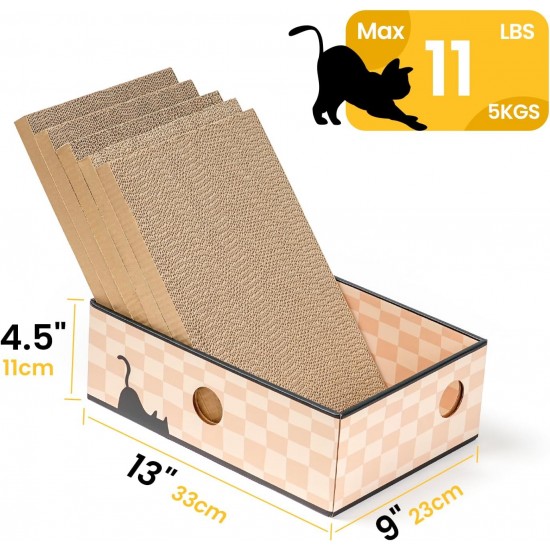 Conlun Cat Scratching Box with 4 Cat Scratching Boards & 2 Separate Cat Boxes & 1 Cat Ball & 1 Catnip Toy, 2-in-1 Scratching Cardboard for Cats to Scratch & Rest, Set Conlun Cat Scratching Box with 4 Cat Scratching Boards & 2 Separate Cat Boxes & 1 Cat Ball & 1 Catnip Toy, 2-in-1 Scratching Cardboard for Cats to Scratch & Rest, Set
