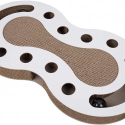 District 70 Snake - Interactive Cat Toy for Cats Made of Corrugated Cardboard with Marble Run - 54 x 28 x 6 cm (One Size) - White District 70 Snake - Interactive Cat Toy for Cats Made of Corrugated Cardboard with Marble Run - 54 x 28 x 6 cm (One Size) - White