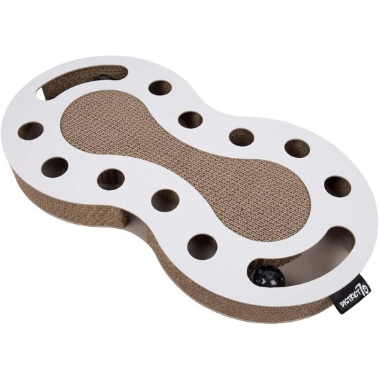 District 70 Snake - Interactive Cat Toy for Cats Made of Corrugated Cardboard with Marble Run - 54 x 28 x 6 cm (One Size) - White District 70 Snake - Interactive Cat Toy for Cats Made of Corrugated Cardboard with Marble Run - 54 x 28 x 6 cm (One Size) - White