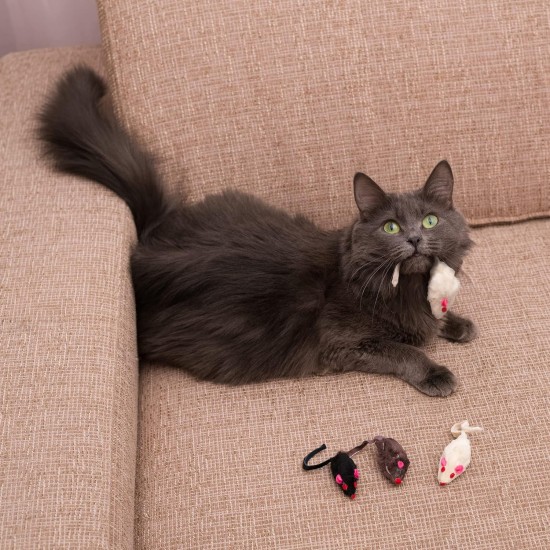 ELANOX Set of 10 Toy Mice Toy Mouse with Bell and without Plastic Parts Outside (Eyes, Nose) Soaked in Catnip Cat Toy (10 Pieces, White) ELANOX Set of 10 Toy Mice Toy Mouse with Bell and without Plastic Parts Outside (Eyes, Nose) Soaked in Catnip Cat Toy (10 Pieces, White)