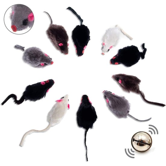 ELANOX Set of 10 Toy Mice Toy Mouse with Bell and without Plastic Parts Outside (Eyes, Nose) Soaked in Catnip Cat Toy (10 Pieces, White) ELANOX Set of 10 Toy Mice Toy Mouse with Bell and without Plastic Parts Outside (Eyes, Nose) Soaked in Catnip Cat Toy (10 Pieces, White)