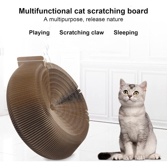 EVTSCAN Cat Scratcher Lounge Bed Round Shape Foldable High Density Cat Scratcher Cardboard for Cats EVTSCAN Cat Scratcher Lounge Bed Round Shape Foldable High Density Cat Scratcher Cardboard for Cats