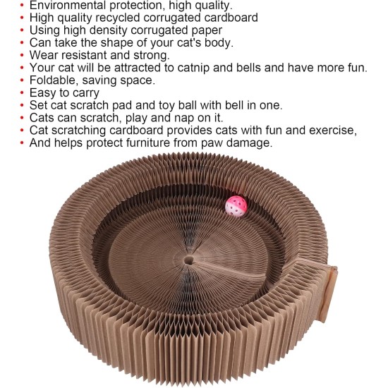 EVTSCAN Cat Scratcher Lounge Bed Round Shape Foldable High Density Cat Scratcher Cardboard for Cats EVTSCAN Cat Scratcher Lounge Bed Round Shape Foldable High Density Cat Scratcher Cardboard for Cats