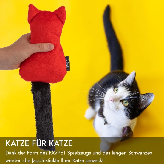 FAVPET Plush Cat Toy with Bell, Cuddly Cushion for Cats, Toy Plush Toys, Cuddly Toy for Cats, Plush Cat, Toy for Kittens (Red) FAVPET Plush Cat Toy with Bell, Cuddly Cushion for Cats, Toy Plush Toys, Cuddly Toy for Cats, Plush Cat, Toy for Kittens (Red)