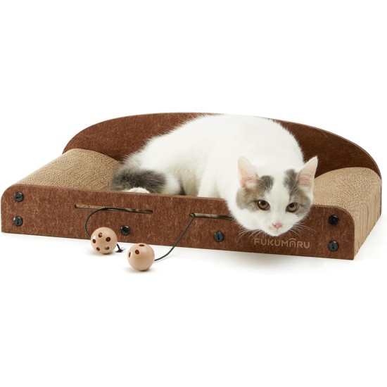 FUKUMARU Cat Scratching Board, 66 cm, Durable Scratching Cardboard and Felt, Large Lounger, 2 Reversible Cat Scratching Pads for Cats, Recyclable Cat Scratching Bed Made of Corrugated Cardboard with FUKUMARU Cat Scratching Board, 66 cm, Durable Scratching Cardboard and Felt, Large Lounger, 2 Reversible Cat Scratching Pads for Cats, Recyclable Cat Scratching Bed Made of Corrugated Cardboard with