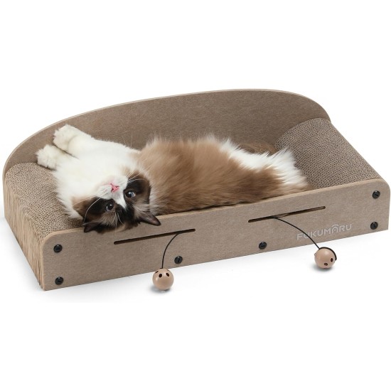 FUKUMARU Cat Scratching Board, 66 cm, Durable Scratching Cardboard and Felt, Large Lounger, 2 Reversible Cat Scratching Pads for Cats, Recyclable Cat Scratching Bed Made of Corrugated Cardboard with FUKUMARU Cat Scratching Board, 66 cm, Durable Scratching Cardboard and Felt, Large Lounger, 2 Reversible Cat Scratching Pads for Cats, Recyclable Cat Scratching Bed Made of Corrugated Cardboard with