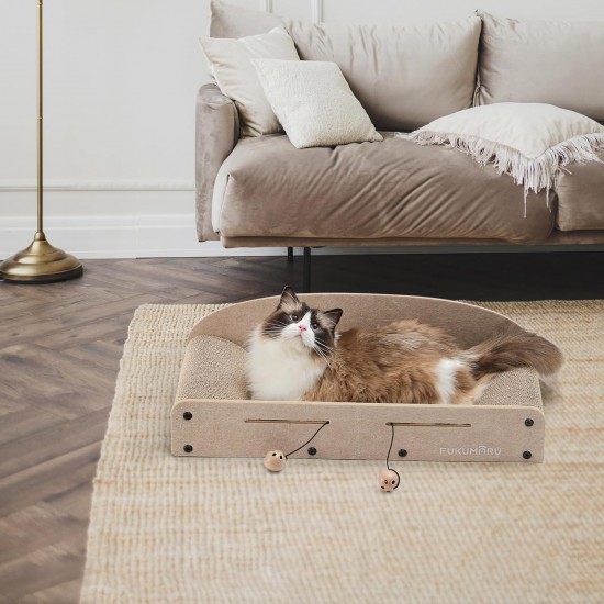 FUKUMARU Cat Scratching Board, 66 cm, Durable Scratching Cardboard and Felt, Large Lounger, 2 Reversible Cat Scratching Pads for Cats, Recyclable Cat Scratching Bed Made of Corrugated Cardboard with FUKUMARU Cat Scratching Board, 66 cm, Durable Scratching Cardboard and Felt, Large Lounger, 2 Reversible Cat Scratching Pads for Cats, Recyclable Cat Scratching Bed Made of Corrugated Cardboard with