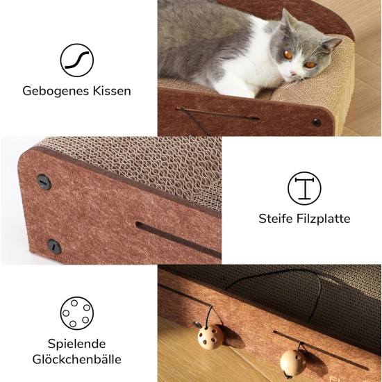 FUKUMARU Cat Scratching Board, 66 cm, Durable Scratching Cardboard and Felt, Large Lounger, 2 Reversible Cat Scratching Pads for Cats, Recyclable Cat Scratching Bed Made of Corrugated Cardboard with FUKUMARU Cat Scratching Board, 66 cm, Durable Scratching Cardboard and Felt, Large Lounger, 2 Reversible Cat Scratching Pads for Cats, Recyclable Cat Scratching Bed Made of Corrugated Cardboard with