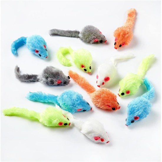 FadyDail Cat Toy Mouse for Indoor Cats, 12 Pieces, 5 Colours, Interactive Cat Mouse Toy, Toy Mouse for Cats, Fur Mice, Kitten Toy, Mice with Rattle Sounds FadyDail Cat Toy Mouse for Indoor Cats, 12 Pieces, 5 Colours, Interactive Cat Mouse Toy, Toy Mouse for Cats, Fur Mice, Kitten Toy, Mice with Rattle Sounds