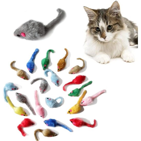 Fayemint Pack of 20 Cat Toys Mouse, Plush Cat Toy, Plush Toy Mice for Cats, for Cats to Tear, Hunt and Interact with Their Owners (Color Random) Fayemint Pack of 20 Cat Toys Mouse, Plush Cat Toy, Plush Toy Mice for Cats, for Cats to Tear, Hunt and Interact with Their Owners (Color Random)