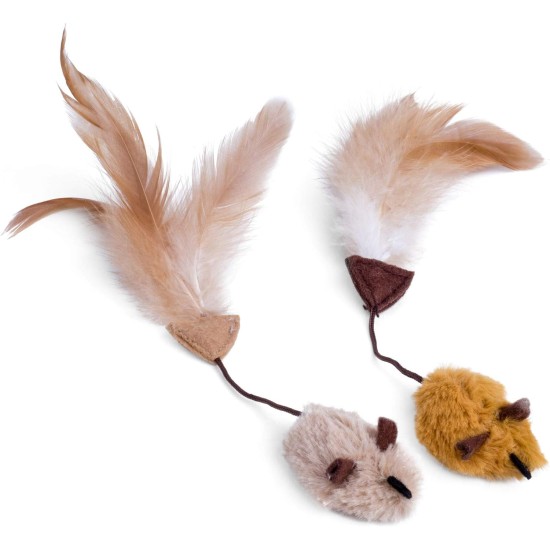 Feather Tail Mice Cat Toy (Pack of 2) Feather Tail Mice Cat Toy (Pack of 2)