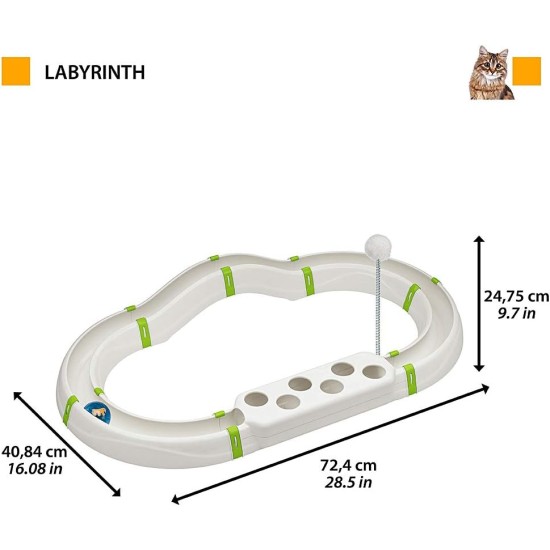 Ferplast Interaktives Spiel für Katzen LABYRINTH-Schaltung mit Frühlingsspielzeug, Katzenspielzeug inklusive Leuchtkugel, 72 x 40 cm Ferplast Interaktives Spiel für Katzen LABYRINTH-Schaltung mit Frühlingsspielzeug, Katzenspielzeug inklusive Leuchtkugel, 72 x 40 cm
