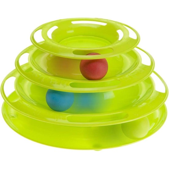 Ferplast Interaktives Spielzeug für Katzen TWISTER aus Kunststoff mit rutschfesten Füßen, 4 Schichten, 3 Kugeln inklusive, Ø 24,5 x 13 cm Ferplast Interaktives Spielzeug für Katzen TWISTER aus Kunststoff mit rutschfesten Füßen, 4 Schichten, 3 Kugeln inklusive, Ø 24,5 x 13 cm