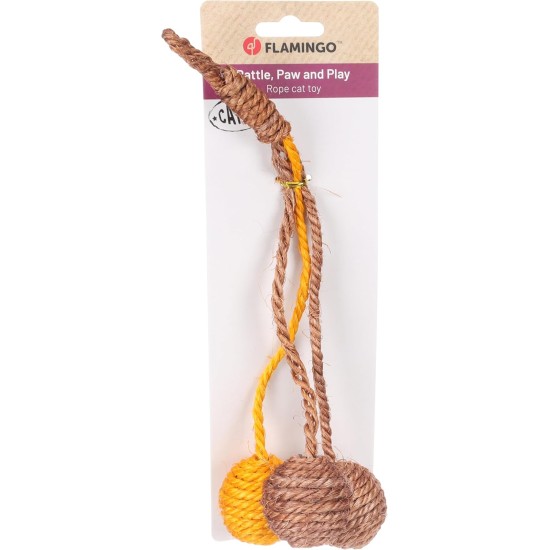 Flamingo Toy for Cat Justo Balls with Rope Brown & Yellow - 25 x 9 x 4.5 cm - With Rattle Sound and Catnip Flamingo Toy for Cat Justo Balls with Rope Brown & Yellow - 25 x 9 x 4.5 cm - With Rattle Sound and Catnip